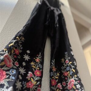 Johnny Was Floral Embroidered Black Jumpsuit